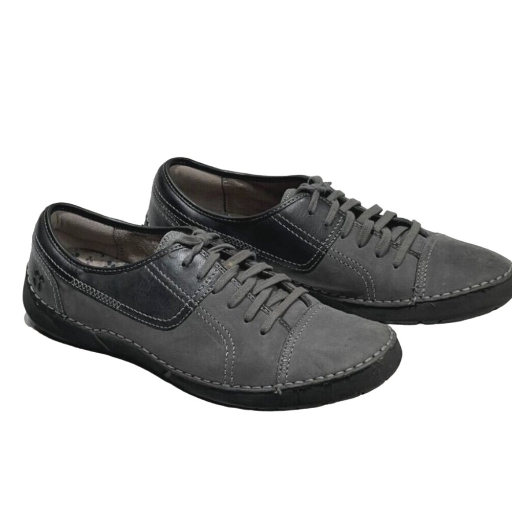Naturalizer Jolie Gray Leather Comfort Sneakers Women's‎ 10 Narrow Lace-Up